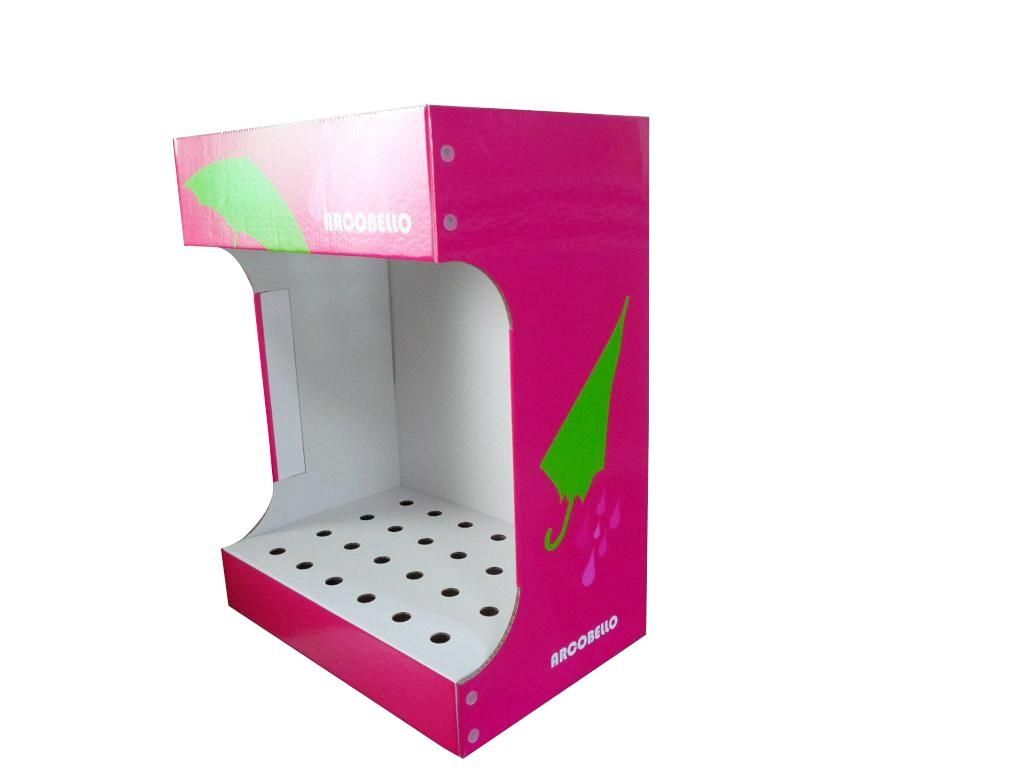 umbrella retail cardboard display stand with holes 